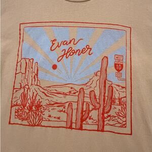 Evan Honer Concert Merch T-Shirt Tan Desert Graphic West I-10 Cactus Size Medium